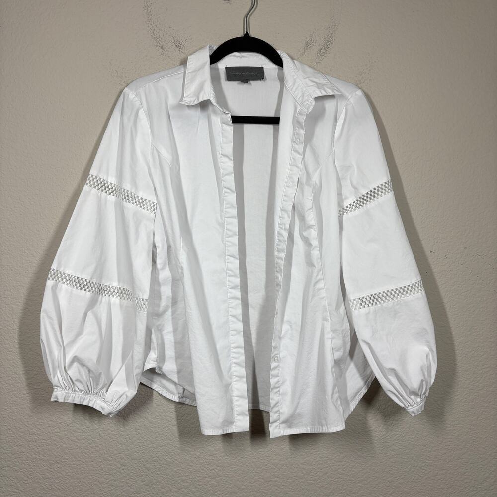 Sundays in Brooklyn Womens XS Balloon Sleeve Button Down Shirt White Cotton
